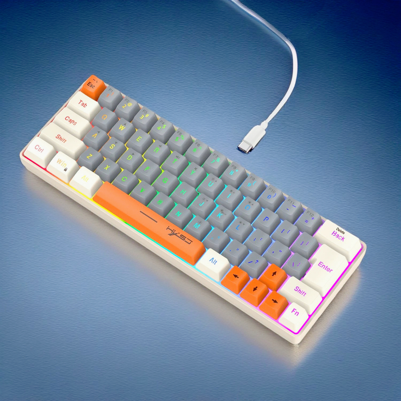 Pc Gaming Orange - Keyboard RGB USB wired 63 keys