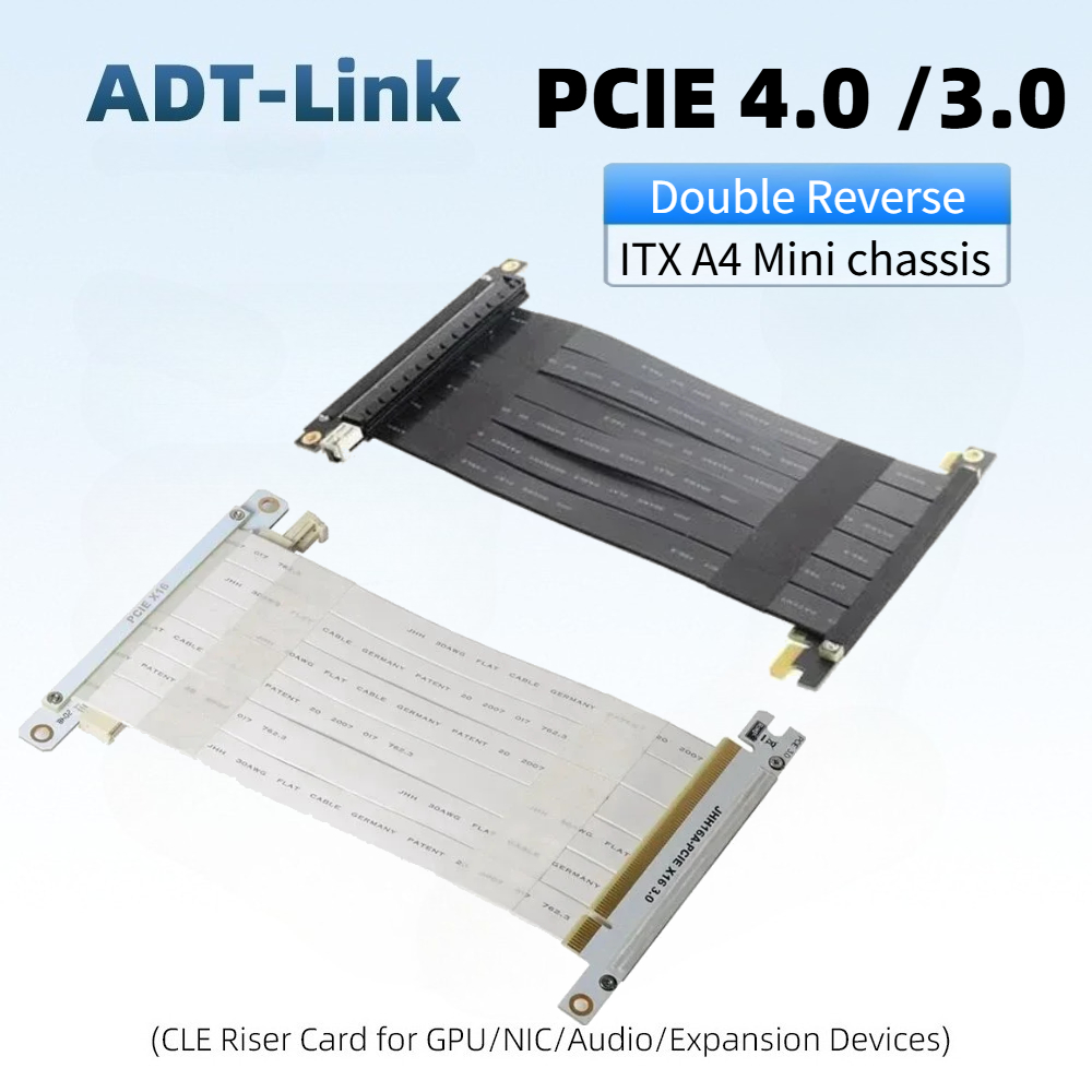Pcie Riser Cable - Black&White Double Reverse Graphics Card Extension