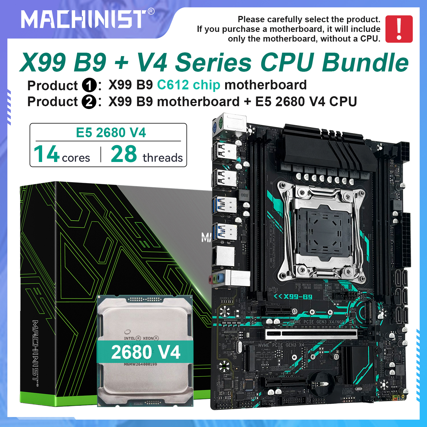 Pc Gaming Cpu - MACHINIST X99 B9 LGA2011-3 Motherboard Optional