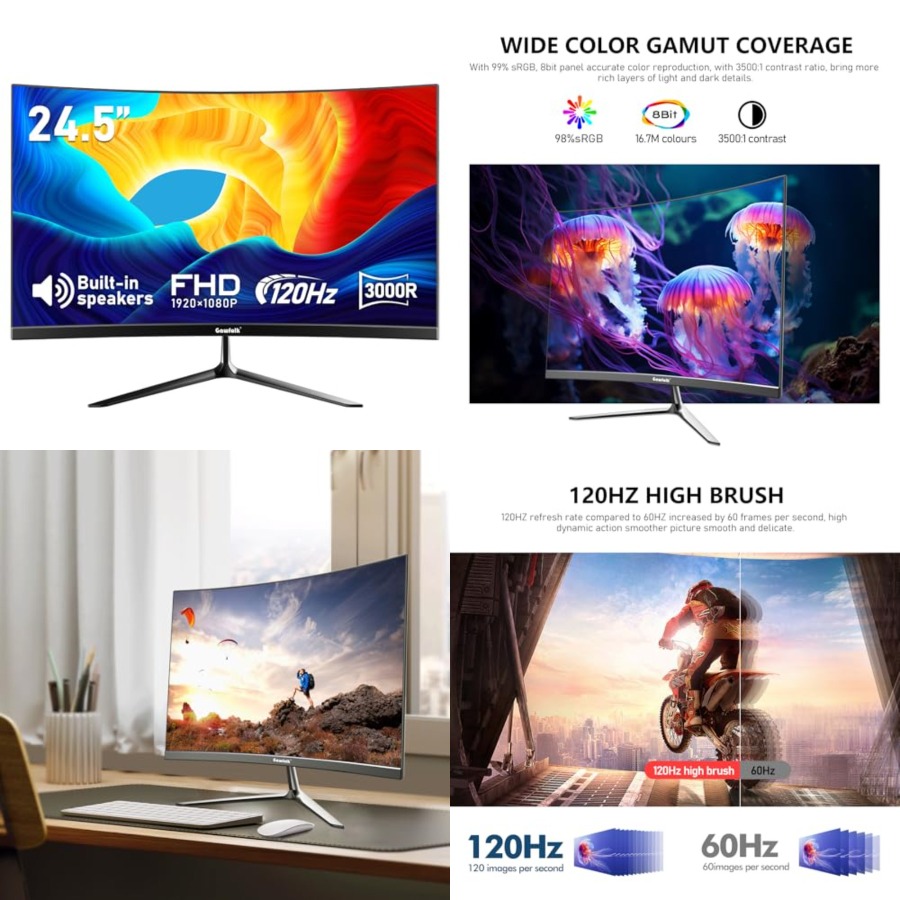 Pc Gaming Usa - Gaming Curved Monitor Built-in Speakers, 3000R