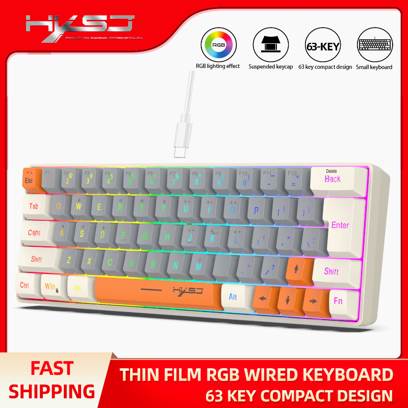 Keyboard RGB USB wired 63 keys - Pc Gaming Orange のレビューと価格