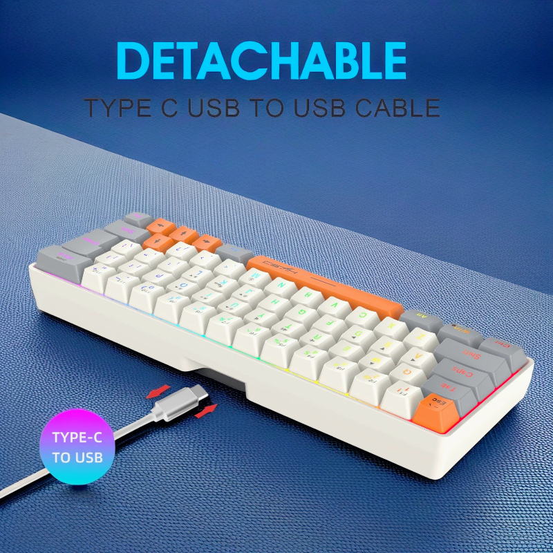 Keyboard RGB USB wired 63 keys - Pc Gaming Orange のレビューと価格
