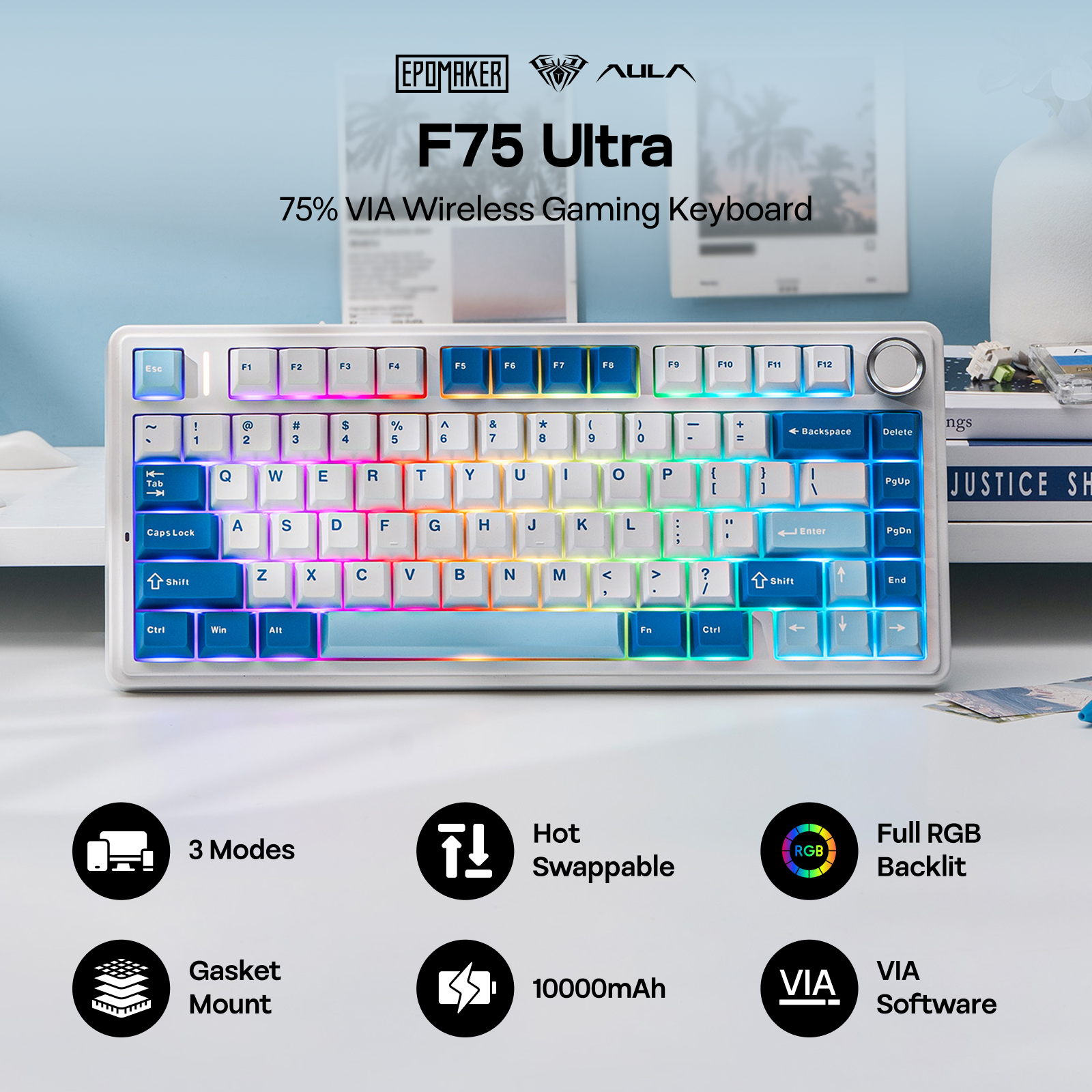 EPOMAKER x AULA F75 Ultra 75%  - Pc Gaming Qwerty のレビューと価格