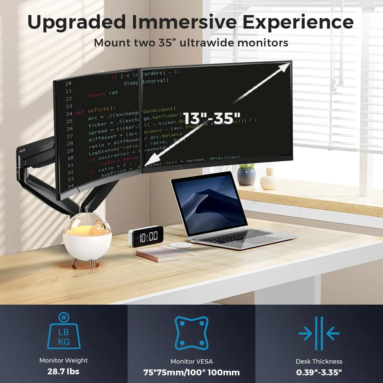 Curved Monitor Mount Dual Moni - Dual Monitor Arm のレビューと価格