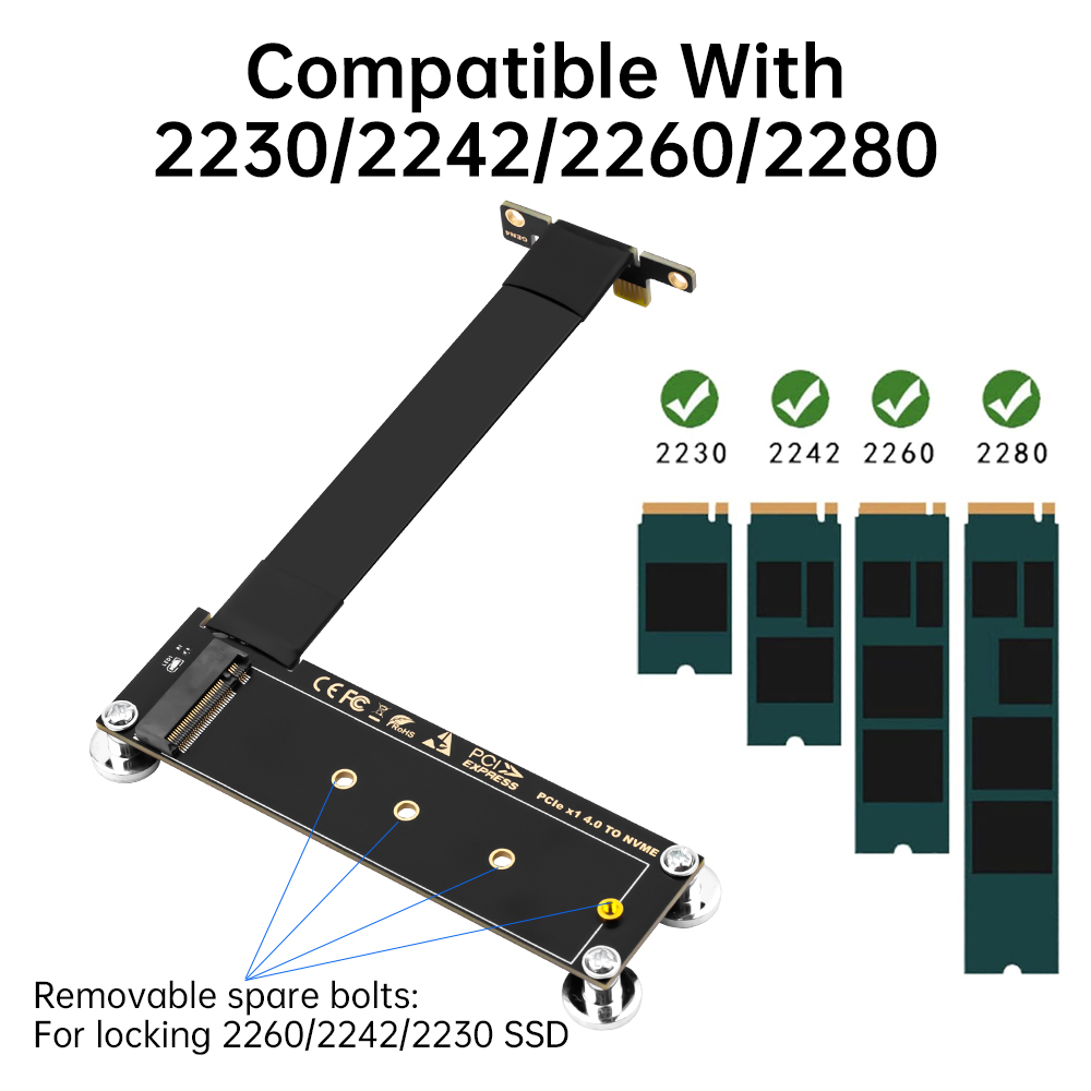 PCI-E 4.0 X1 to M.2 NVMe SSD R - Pcie Riser Cable のレビューと価格