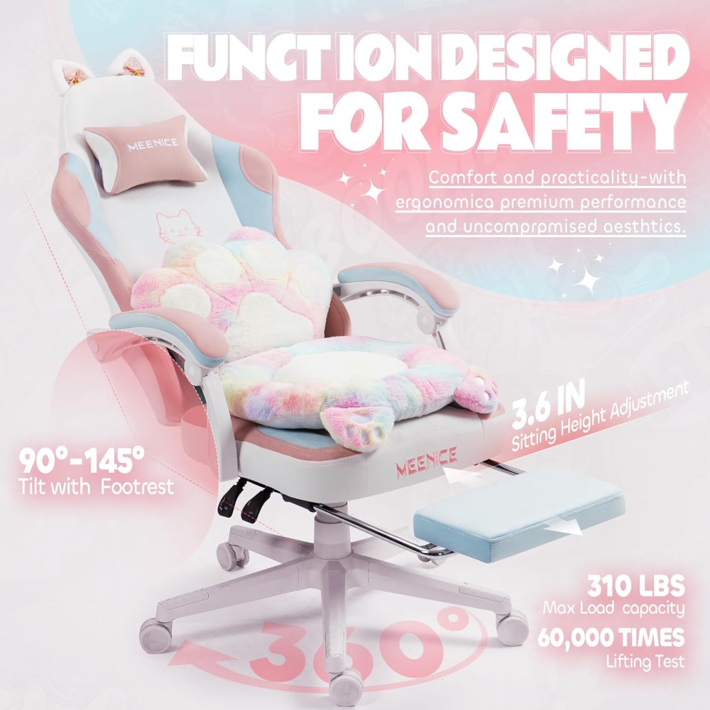 Gaming Chair Cute with Cat Ear - Pc Gaming Chair のレビューと価格