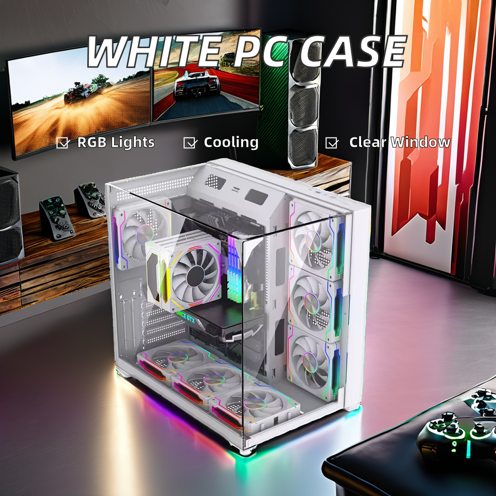 White PC Case Chassis Full Tow - Pc Gaming Cpu のレビューと価格