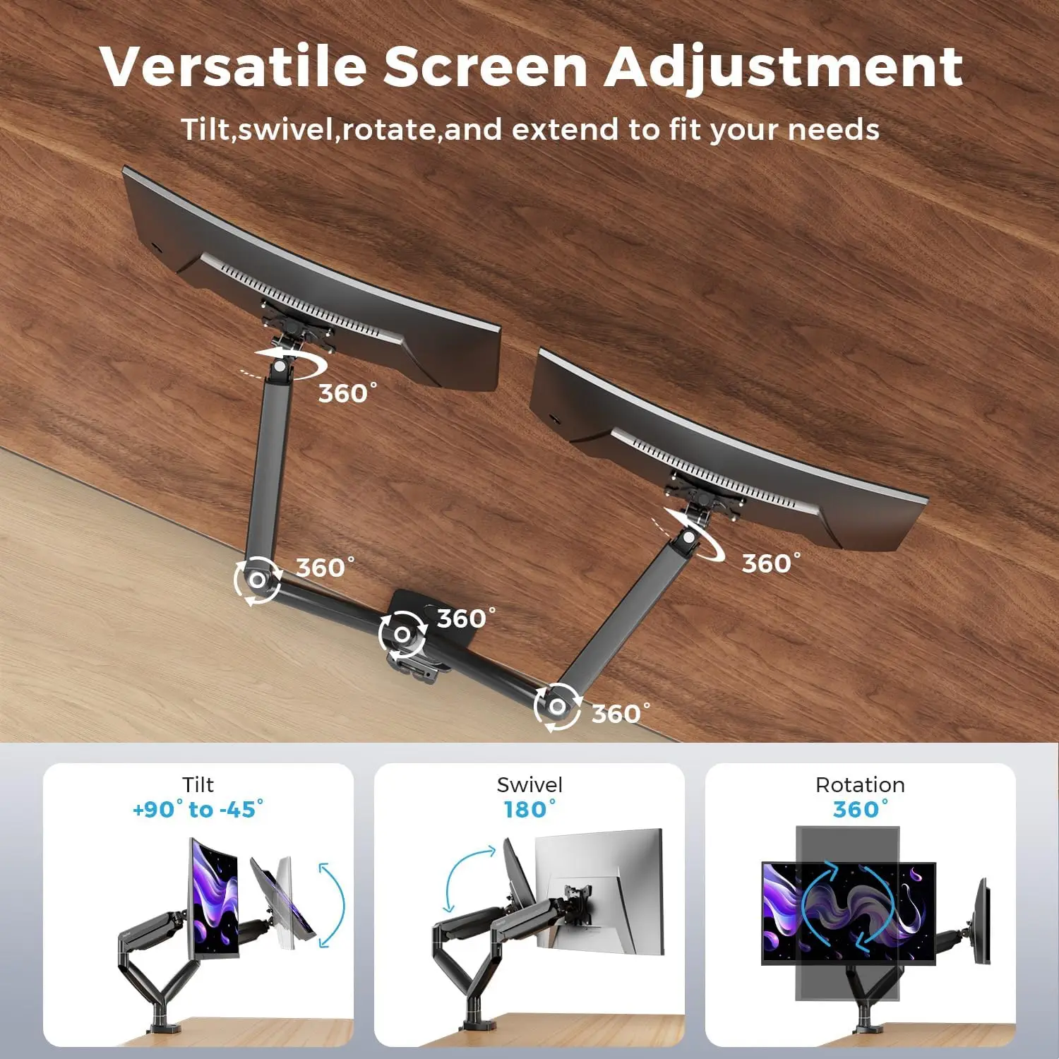 Curved Monitor Mount Dual Moni - Dual Monitor Arm のレビューと価格