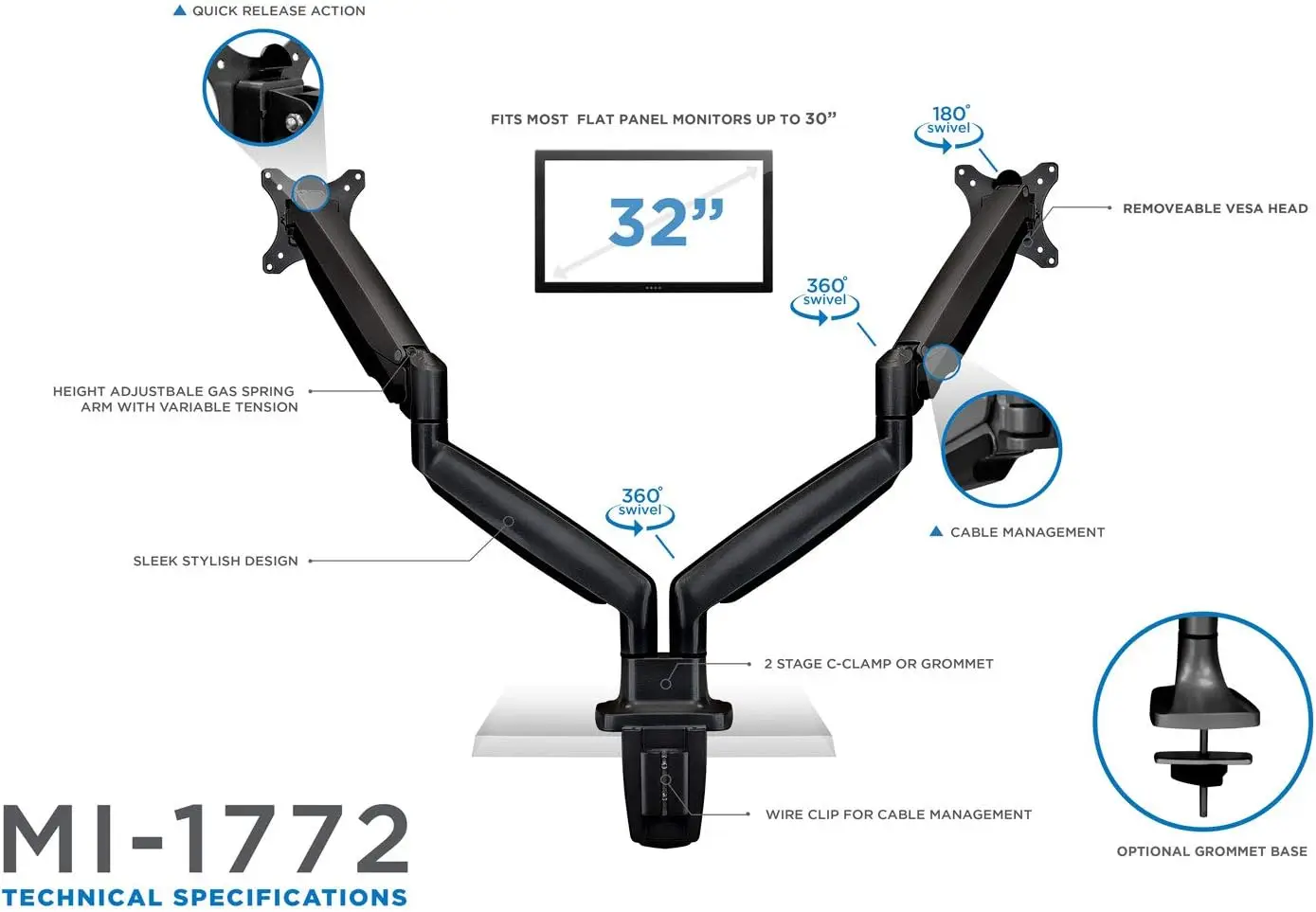 Dual Monitor Arm Mount | Desk  - Dual Monitor Arm のレビューと価格