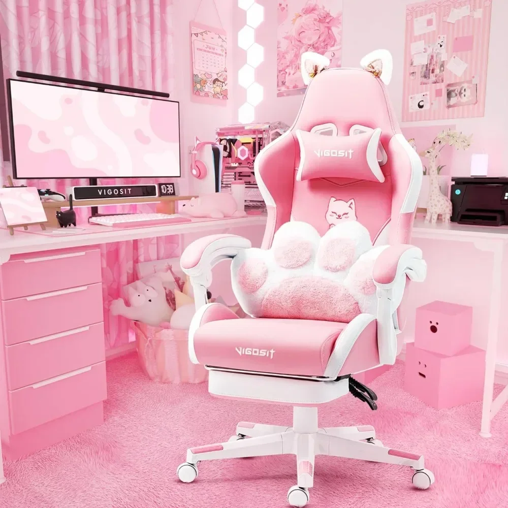 Pink Gaming Chair With Cat Paw - Pc Gaming Chair のレビューと価格