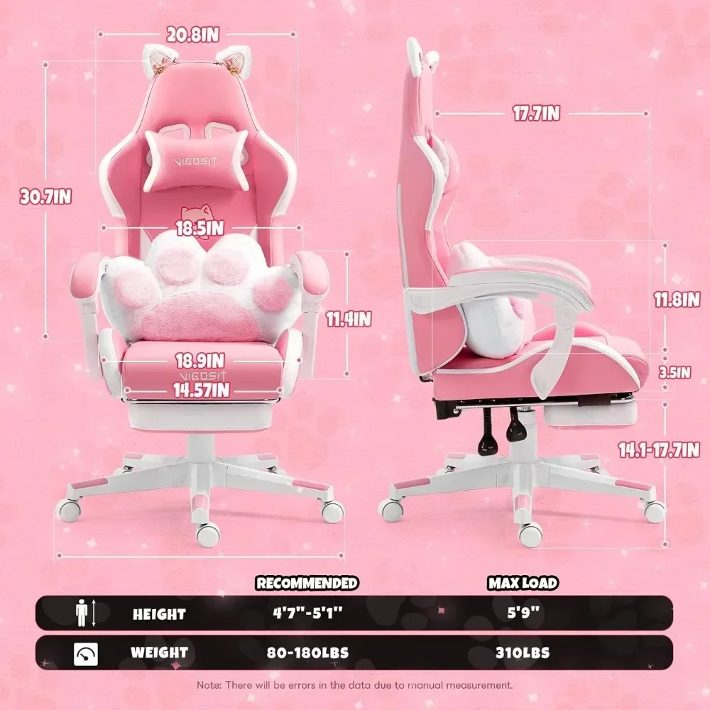 Pink Gaming Chair With Cat Paw - Pc Gaming Chair のレビューと価格