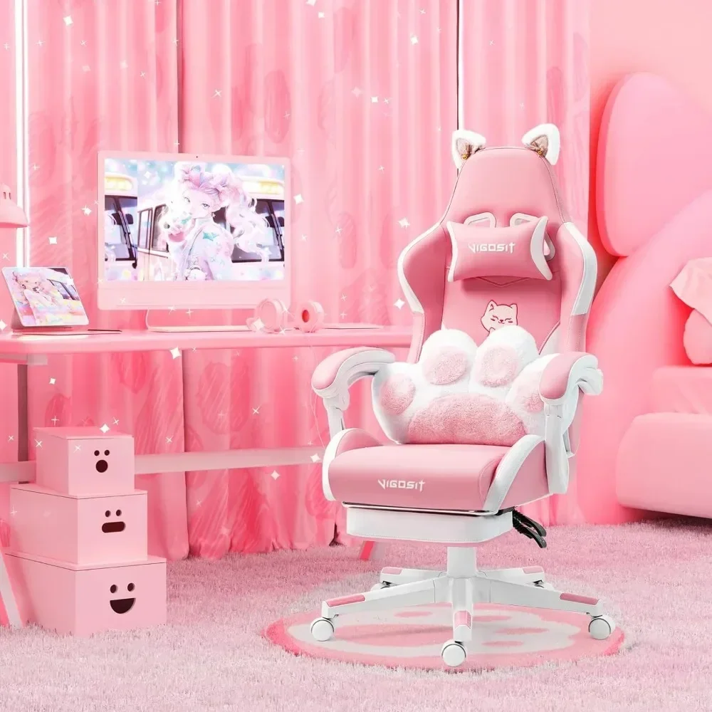 Pink Gaming Chair With Cat Paw - Pc Gaming Chair のレビューと価格