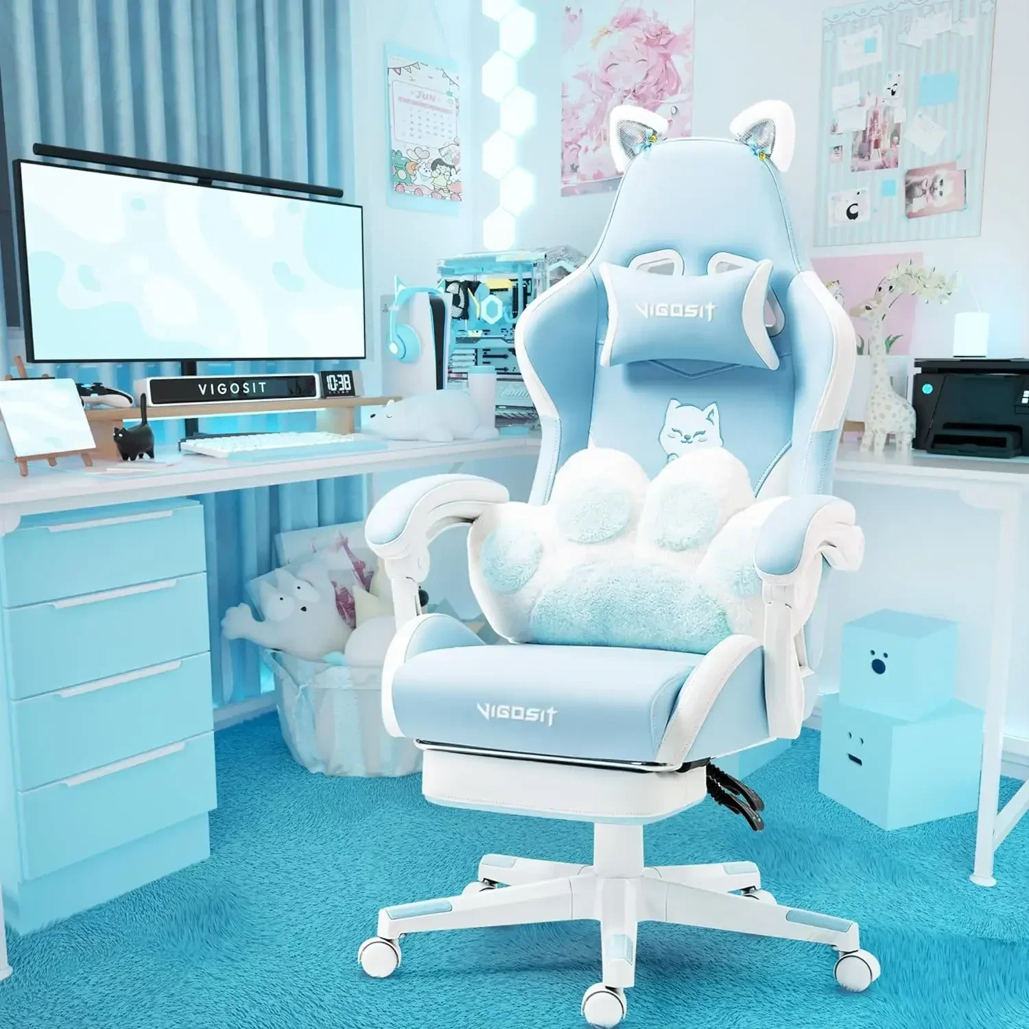Pink Gaming Chair With Cat Paw - Pc Gaming Chair のレビューと価格