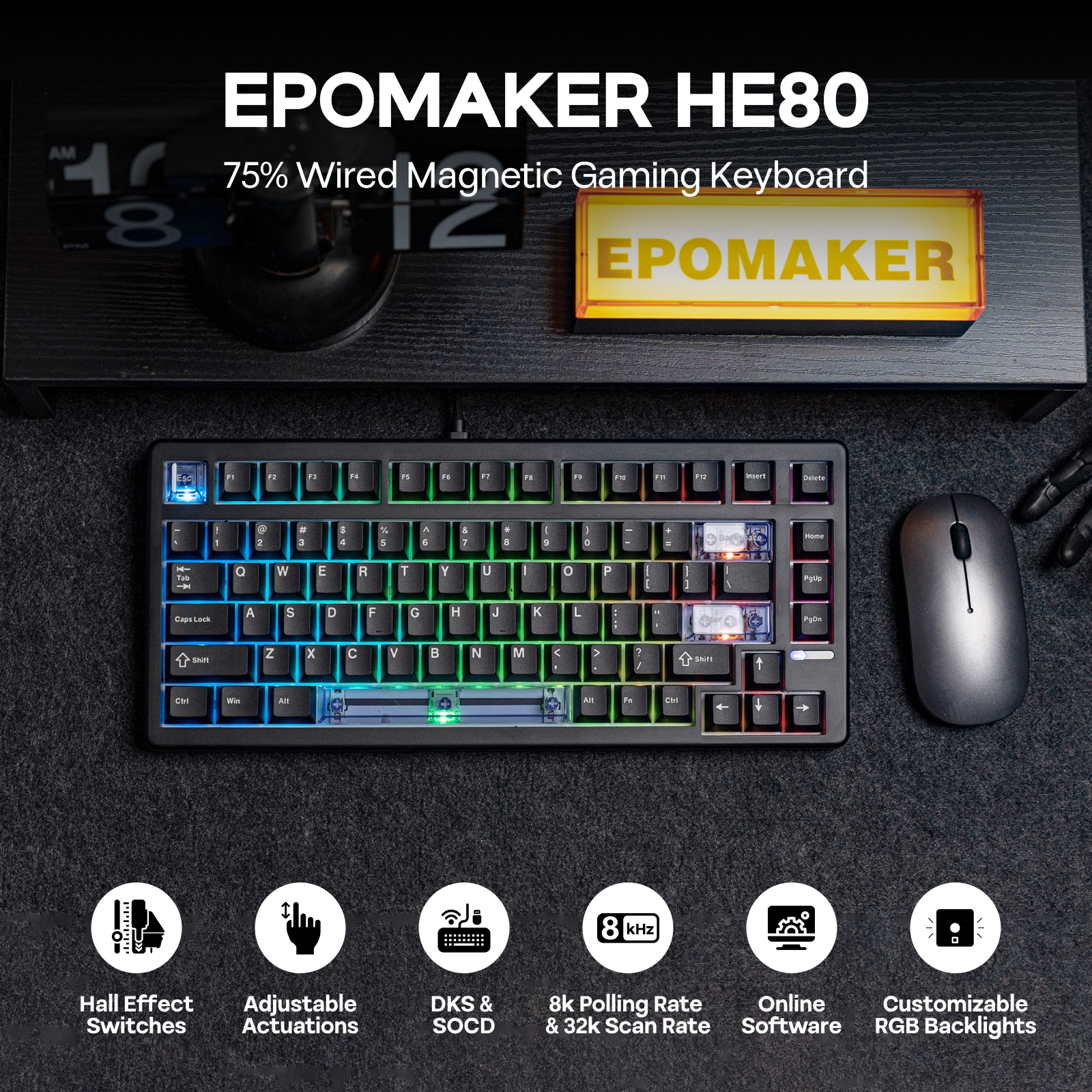 EPOMAKER HE80 Custom 75 US QWE - Pc Gaming Qwerty のレビューと価格