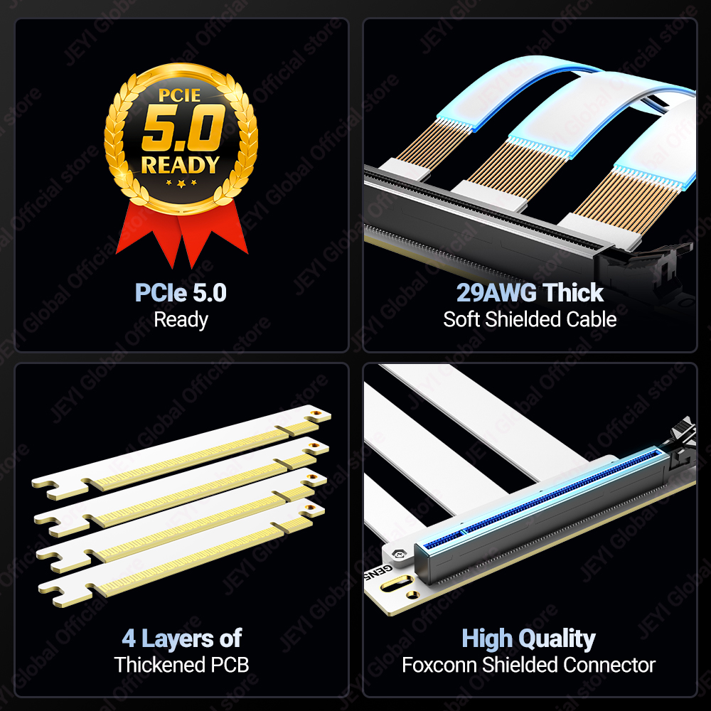 JEYI PCIe 5.0 X16 Riser Cable  - Pcie Riser Cable のレビューと価格