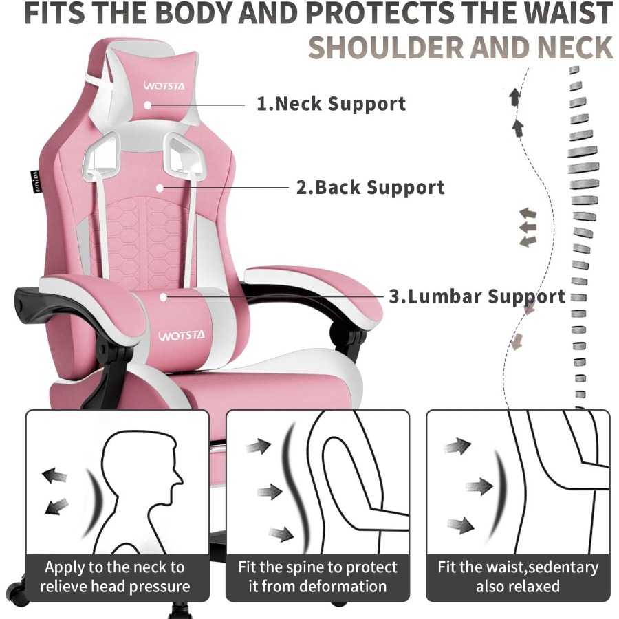 Pink Gaming Chair with Massage - Pc Gaming Chair のレビューと価格