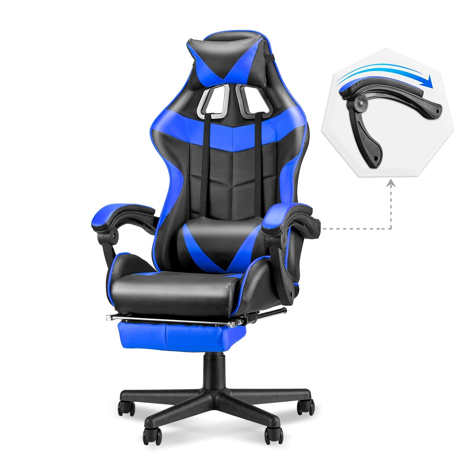 Blue Gaming Chair with Footres - Pc Gaming Chair のレビューと価格
