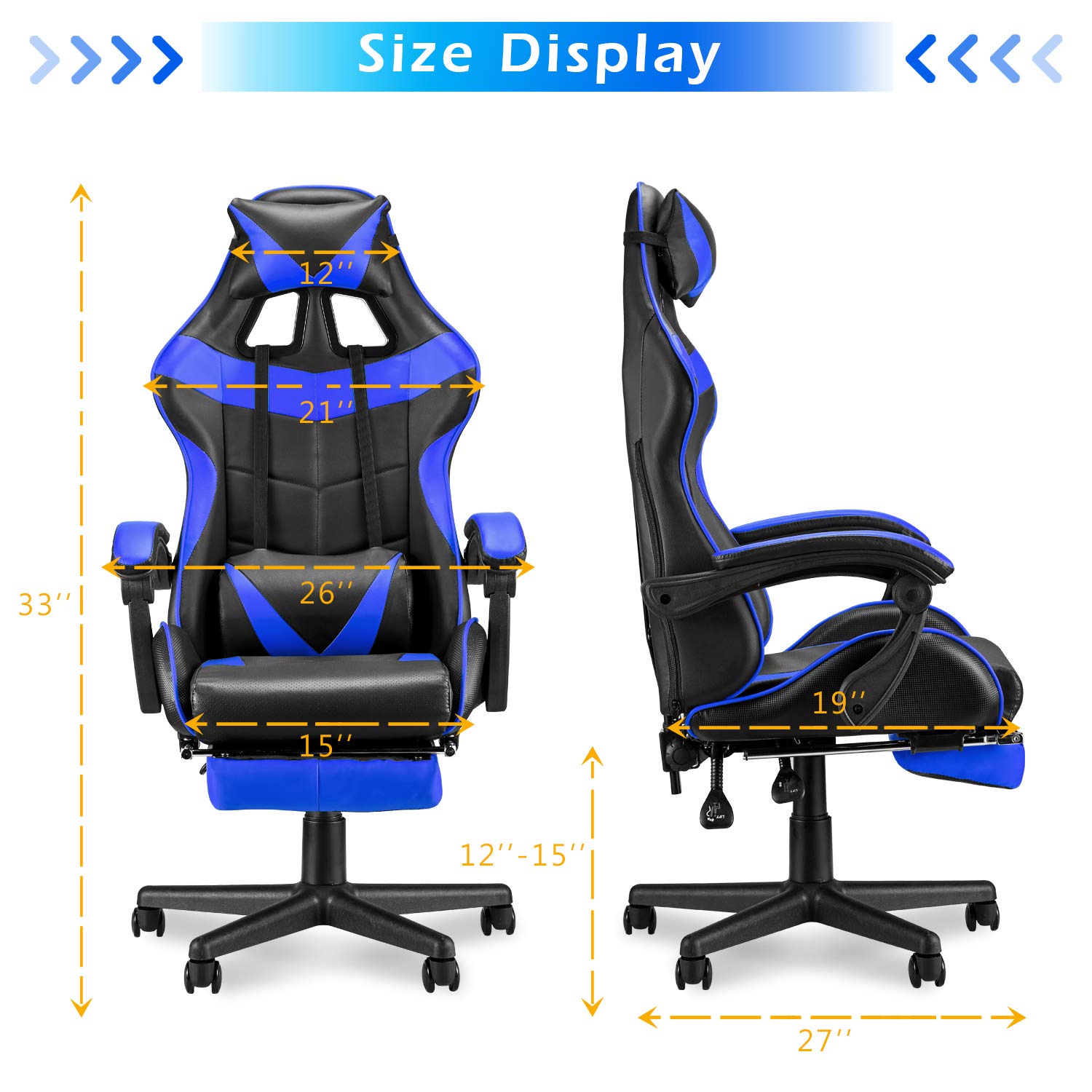 Blue Gaming Chair with Footres - Pc Gaming Chair のレビューと価格